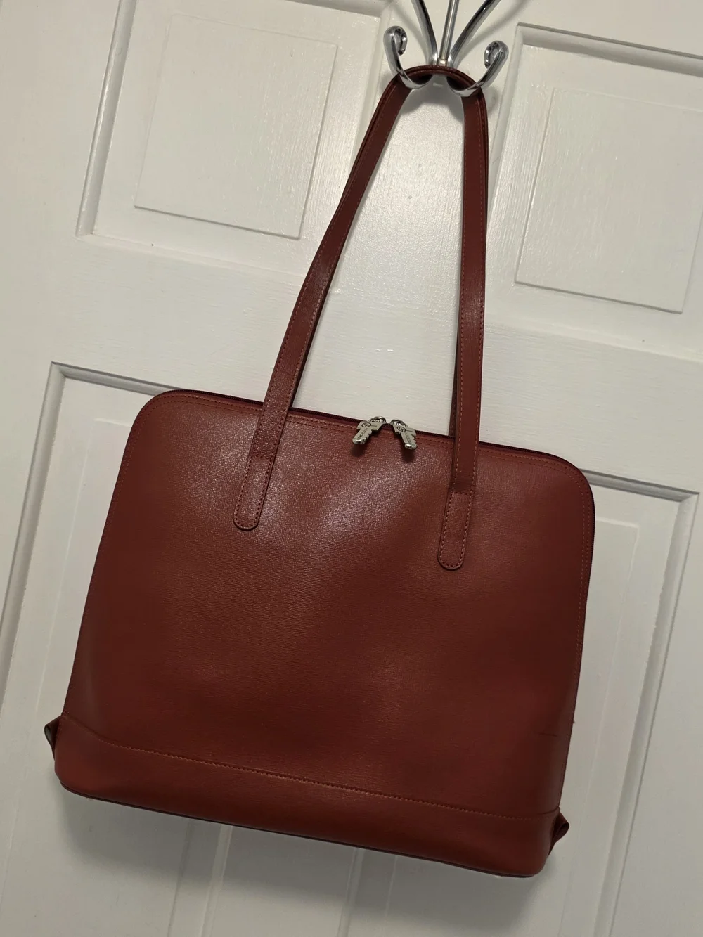 Jack Georges Red Safiano Leather Laptop Tote, Business, Travel, School